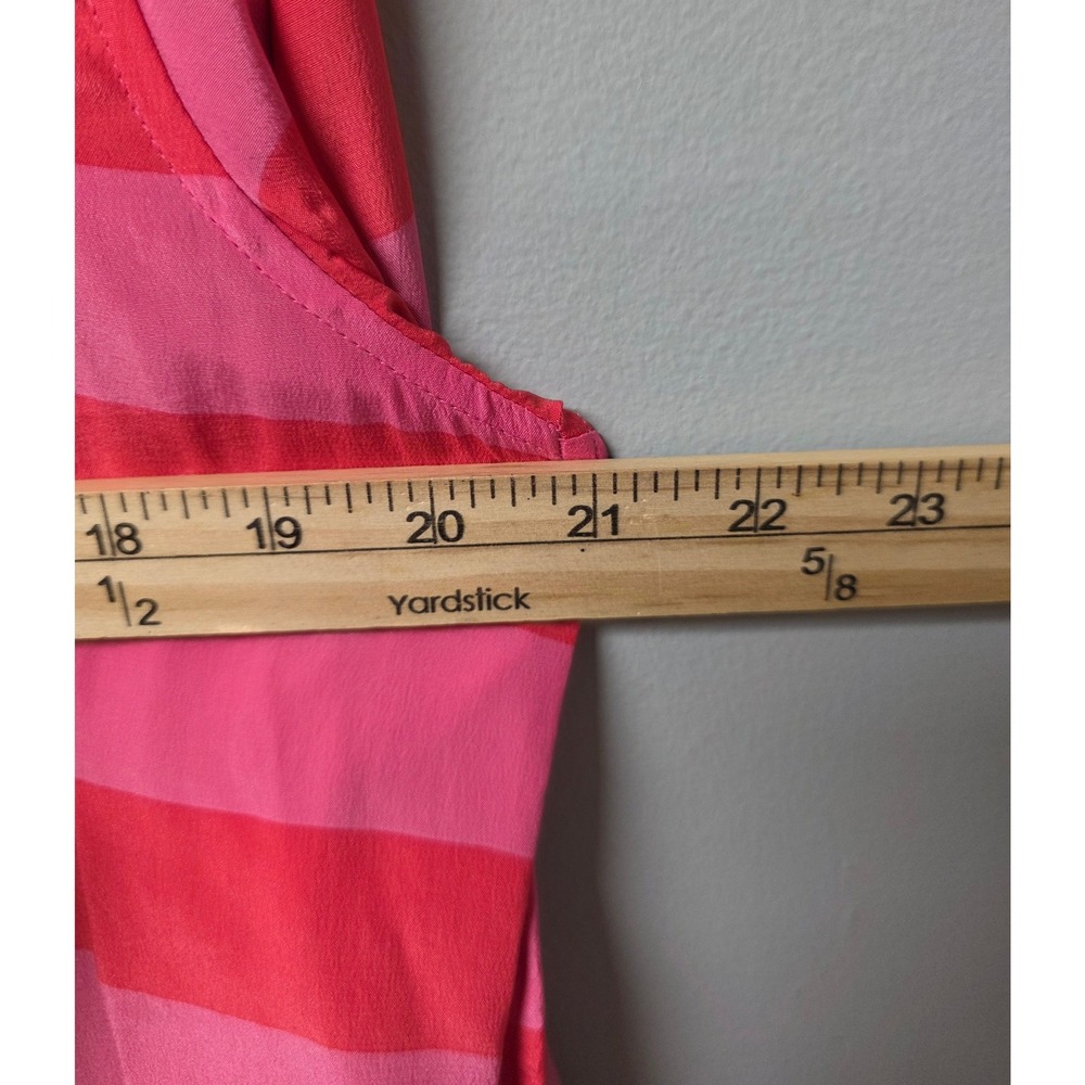 Equipment Femme 100% Silk Signature Blouse Women L Pink Orange Striped Vibrant - Picture 5 of 6
